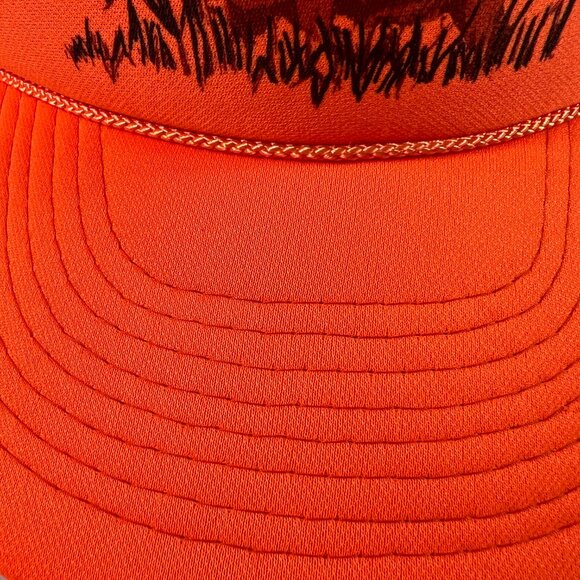 Vintage 90s/80s Deer Hunting Rope Adjustable Snap Back Hat Orange Faded Cap - Picture 4 of 12